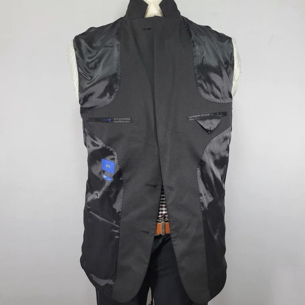 APT.9 Men's Sport Coat Blazer Two Button Black Poly Blend Premier Flex‎ 42L SLIM